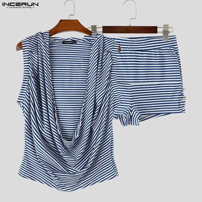 Men'S Fashion For Summer 2026 - Conjuntos Masculinos Listrados INCERUN: Regatas com