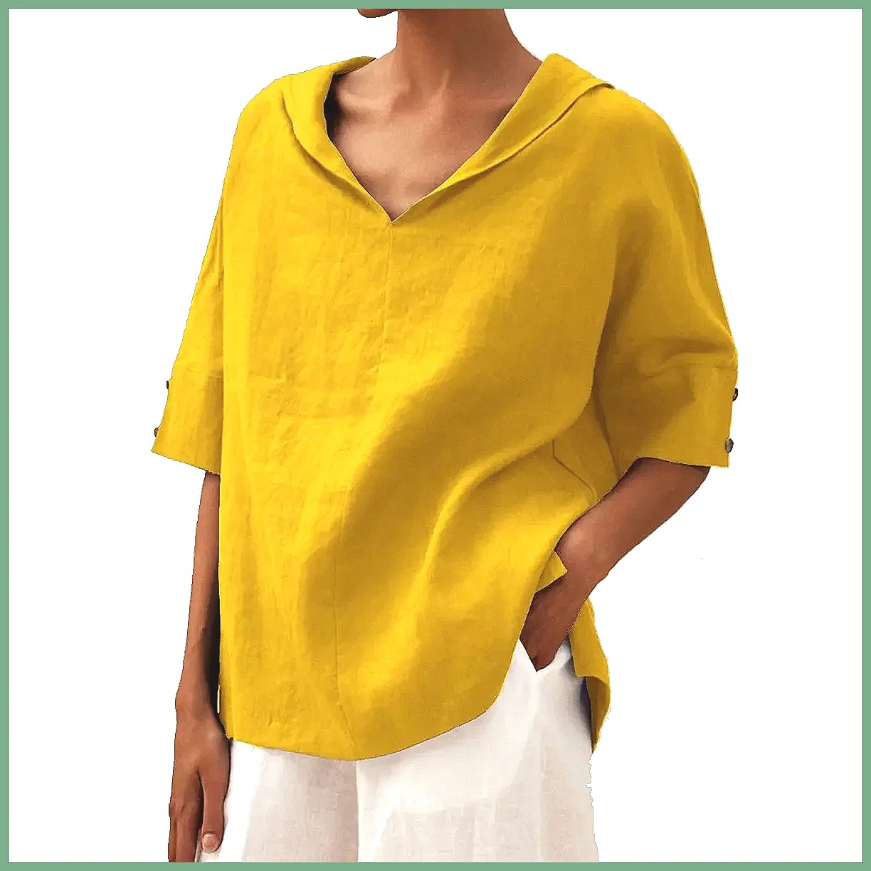 Linen Shirt Summer - Camisa Feminina Solta de Algodão e
