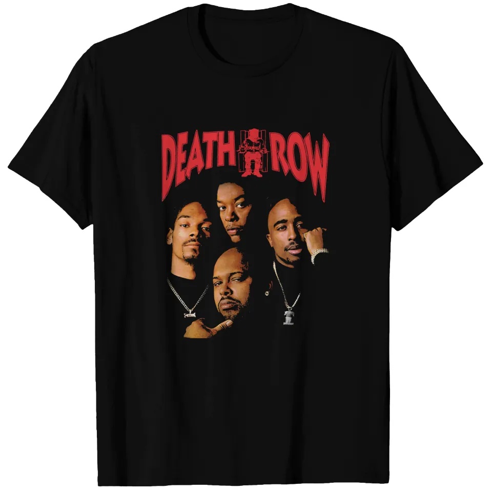Mens Fashion Magazines - Camiseta Preta Estampada Death Row Records