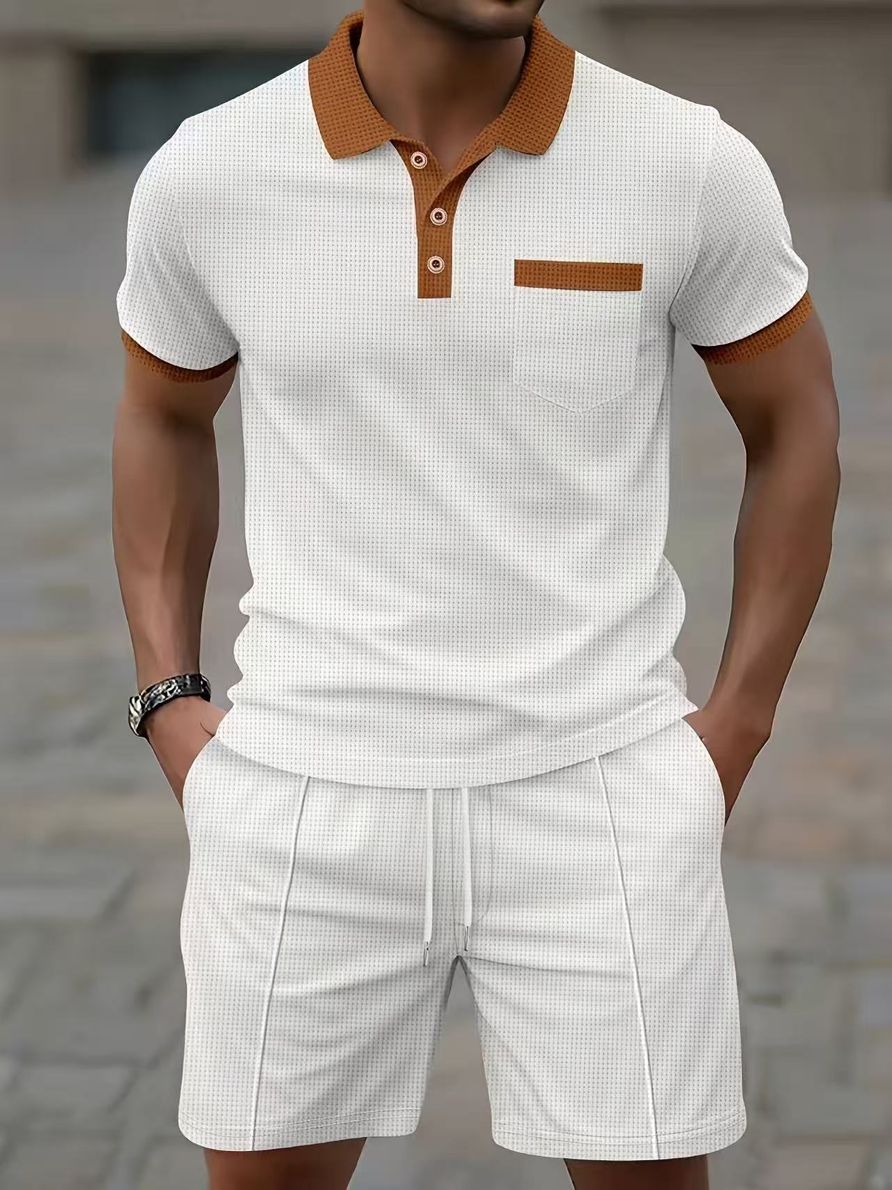 Men'S Fashion Videos - Conjunto de camiseta polo e shorts