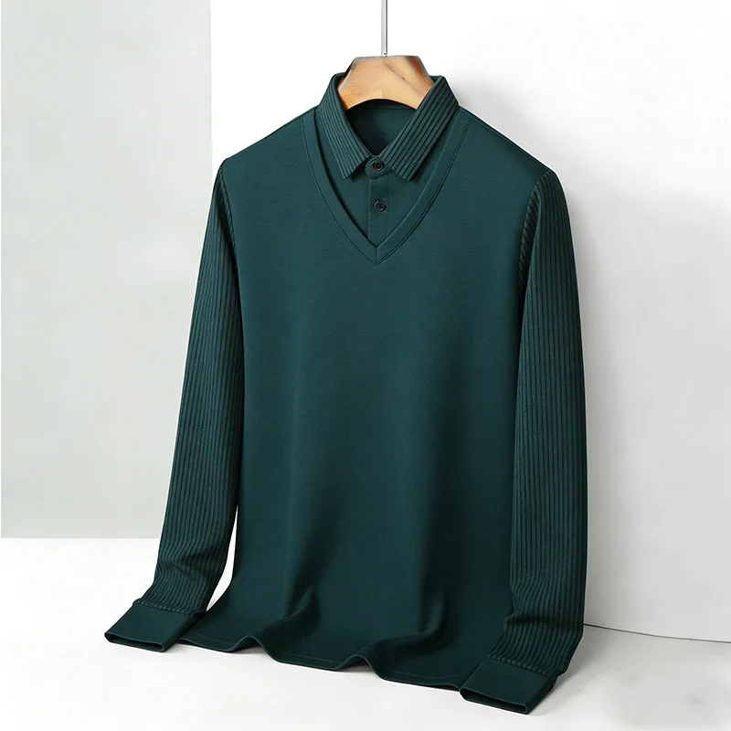Fashion Mens Shirt - Camisa falsa masculina de duas peças,