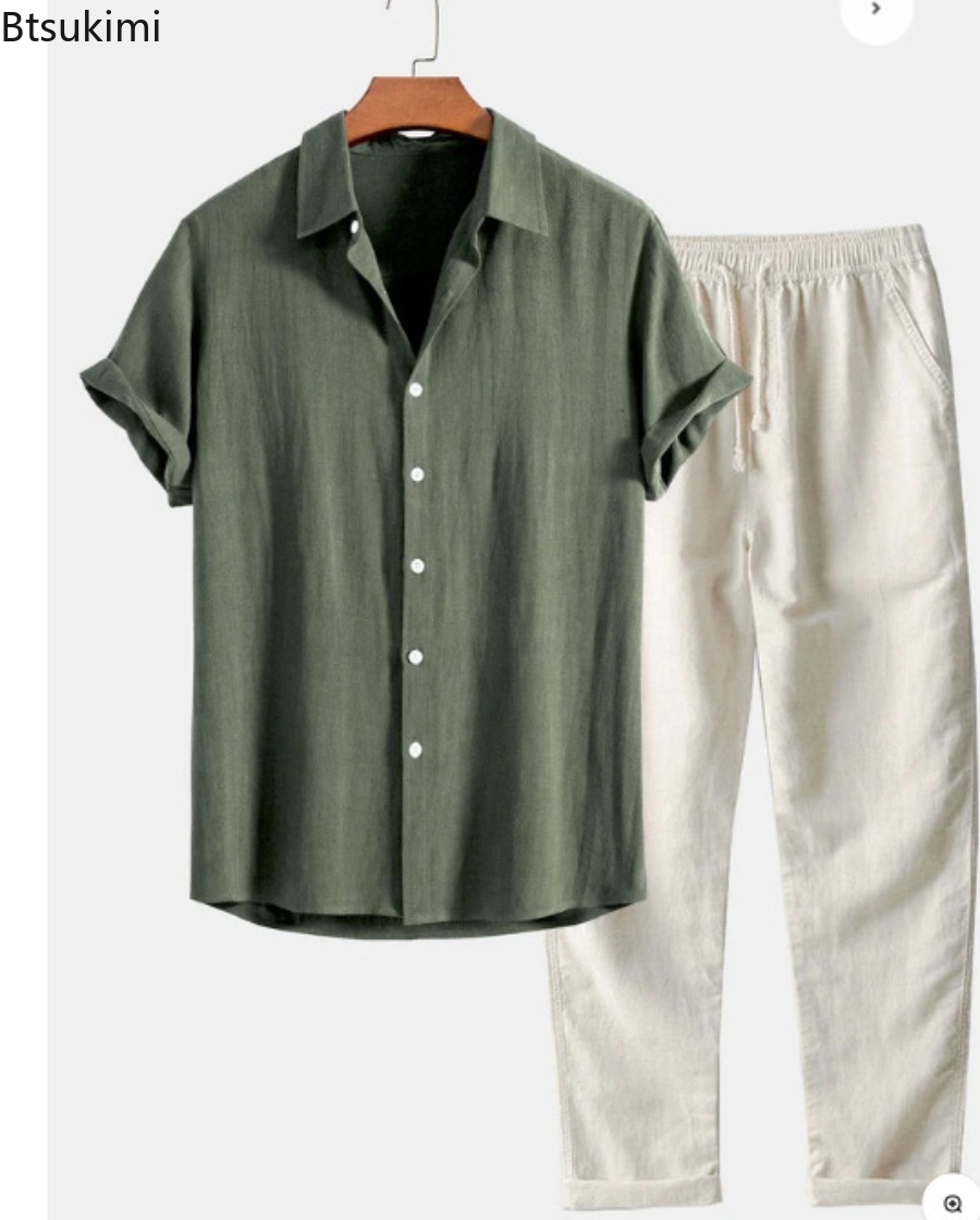 Conjunto Masculino de Moda 202 - Linen Shirt Summer avaliação e preço
