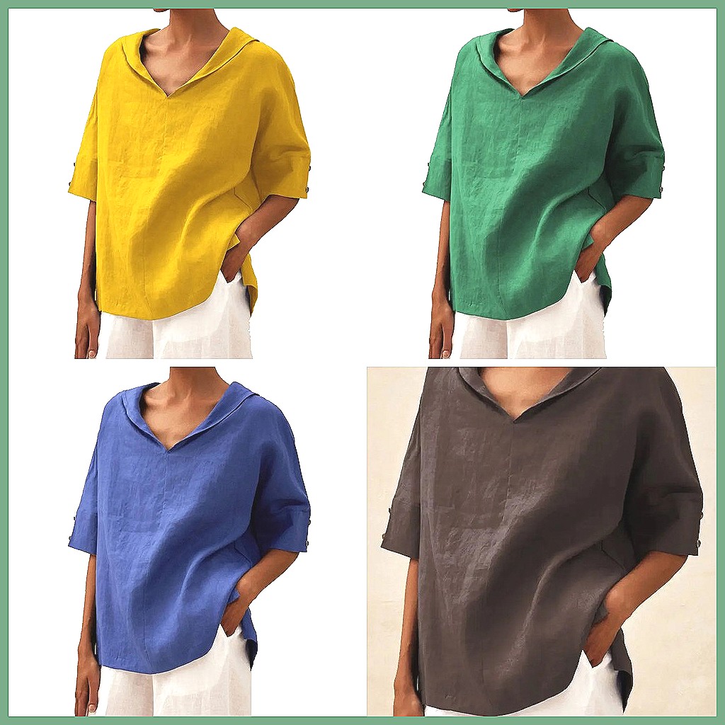 Camisa Feminina Solta de Algod - Linen Shirt Summer avaliação e preço