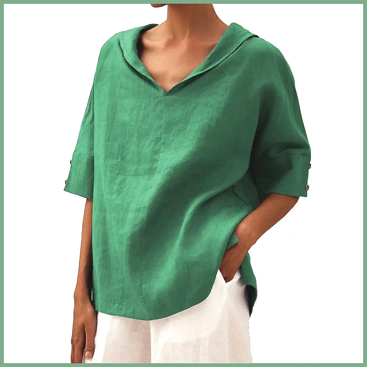 Camisa Feminina Solta de Algod - Linen Shirt Summer avaliação e preço