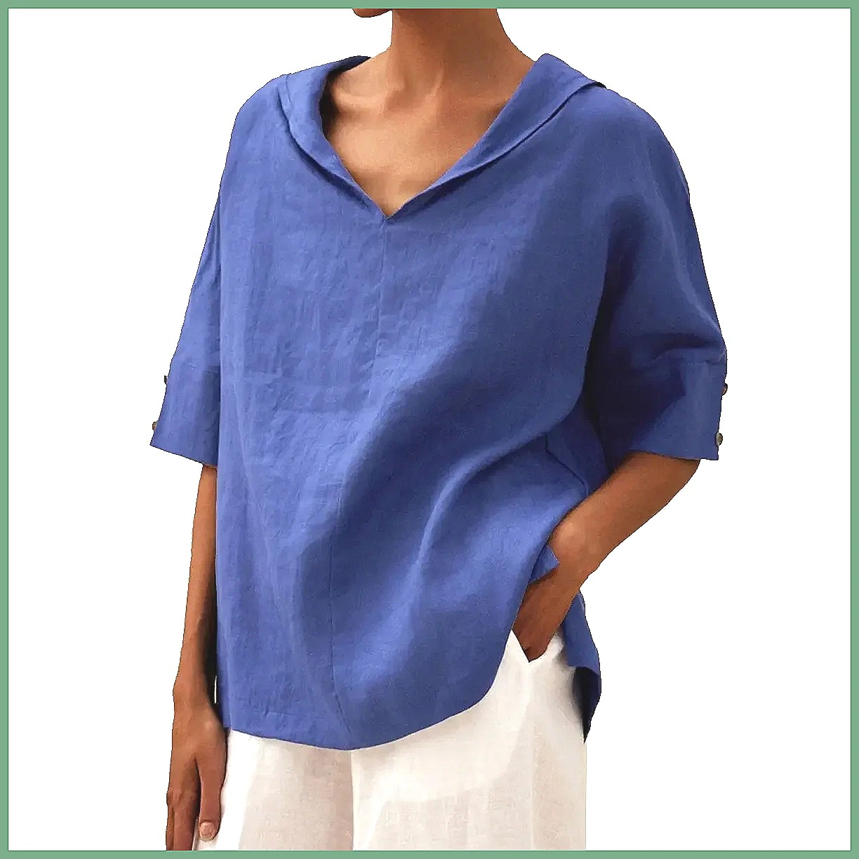 Camisa Feminina Solta de Algod - Linen Shirt Summer avaliação e preço