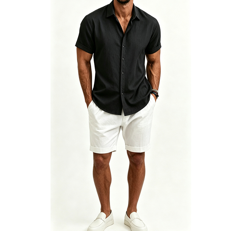 Conjunto de camisa e shorts de - Linen Shirt Summer avaliação e preço