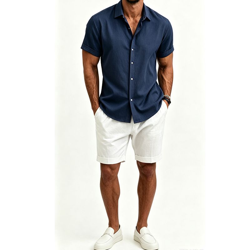Conjunto de camisa e shorts de - Linen Shirt Summer avaliação e preço