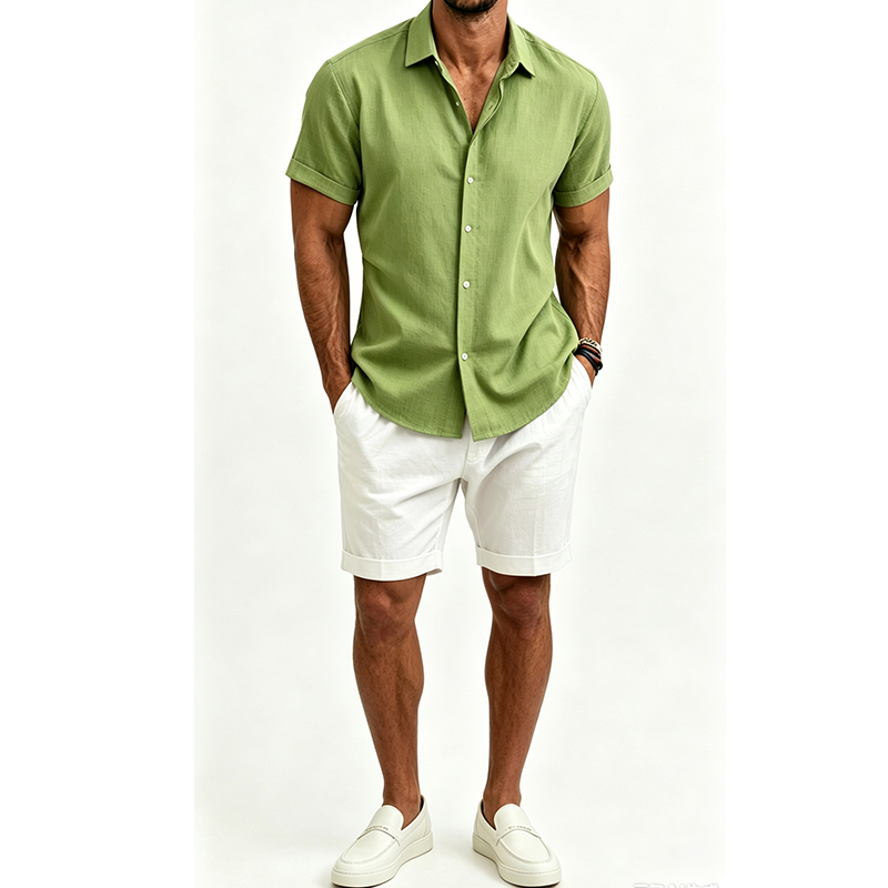 Conjunto de camisa e shorts de - Linen Shirt Summer avaliação e preço