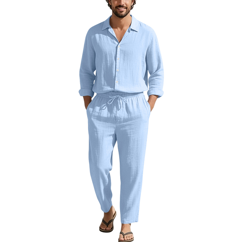 Conjuntos Casuais de Linho Pri - Linen Shirt Summer avaliação e preço